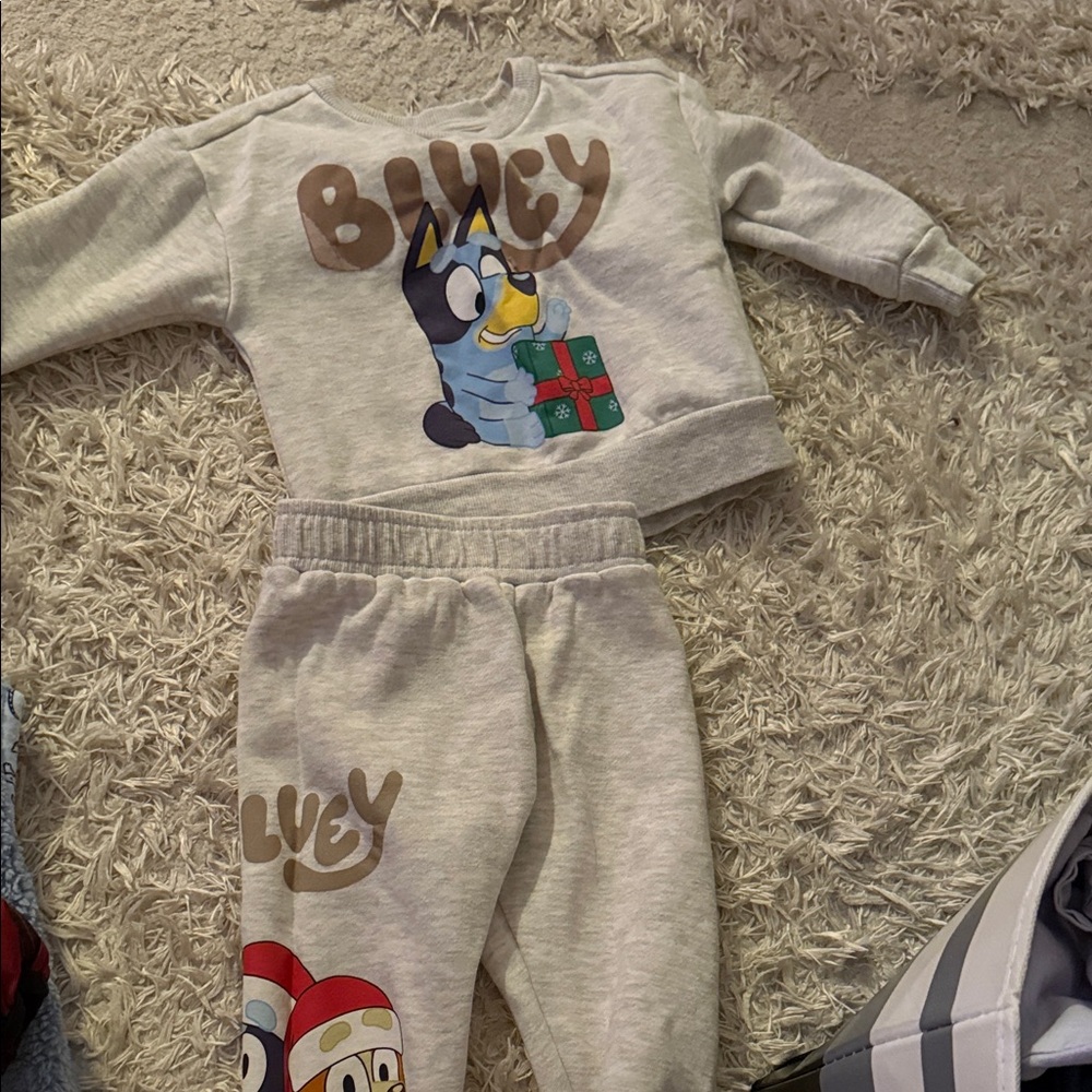 Kids Cartoon Sweatshirt and Jogger Set - Light Gray
